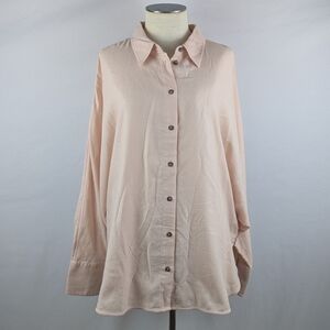 Madewell Heathered Flannel Shirt Button Down Long Dolman Sleeves XL Pink NWT